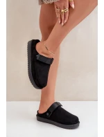 Ocieplane Kapcie Damskie Na Platformie Czarne Neliel