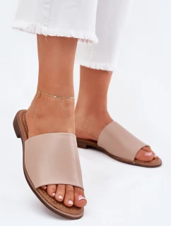 Dámske papuče z hladkej kože Beige Cerise