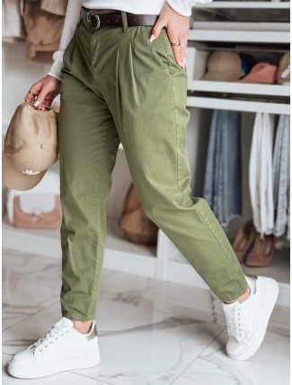 Dámske nohavice chinos s opaskom MODELA khaki FashionStreet UY2572