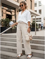Dámske široké džínsy s vysokým pásom béžová FashionStreet UY2965