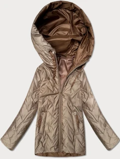 Dámska prešívaná bunda s kapucňou Goodlookin beige (B8596-12)