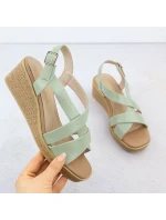 Zelené lakované dámske sandále na platforme Sergio Leone SK298