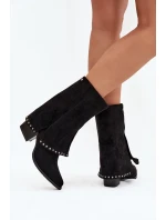 Kozaki Damskie Ocieplane Z Wywiniętą Cholewką Vinceza 16516 Czarne