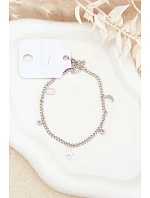 Stříbrný náramek na nohu s přívěsky