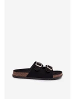 Dámské pantofle s přezkami Černé Oliena