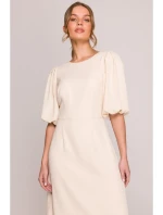 S400 Šaty s puzdrovými rukávmi - krémové S400 Šaty s puzdrovými rukávmi - krémové