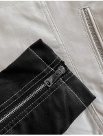 Čierno-ecru dvojfarebná bunda ramoneska J Style s vreckami (11Z8108)