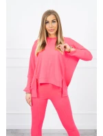 Sada s oversize blúzkou ružová neónová