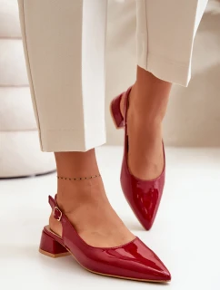 Lakierowane Baleriny Na Niskim Obcasie Z Noskami W Szpic Bordowe Anarinne