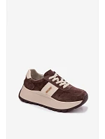 Dámské tenisky na platformě z přírodní semiše čokoládové Rosinae