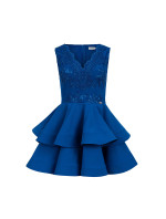 Exkluzívne šaty s čipkovaným výstrihom Numoco CHARLOTTE - modré