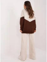 Béžovo-hnedý dámsky dvojdielny komplet s voľným svetrom (1497)