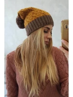 Fleecová čiapka Bibiana K264 mocca+mustard Fleecová čiapka Bibiana K264 mocca+mustard