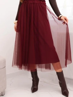 Dámska midi sukňa z tylu s viskózovou podšívkou bordová