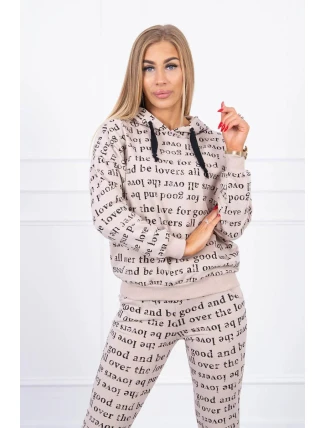 Dámska súprava s potlačou 20929 béžová - Kesi Dámska súprava s potlačou 20929 béžová - Kesi