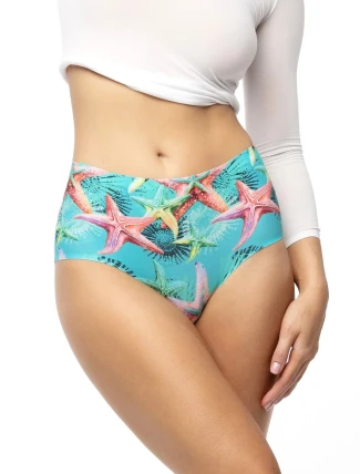 Jednoduché maxi nohavičky Sea Stars Green and Red - Julimex