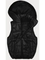 Čierna páperová vesta s odnímateľnou kapucňou (B8247-1)