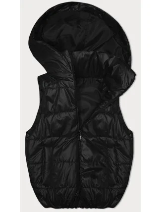 Čierna páperová vesta s odnímateľnou kapucňou (B8247-1)