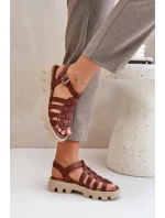 Skórzane Sandały Damskie Zazoo 3695 Brązowe