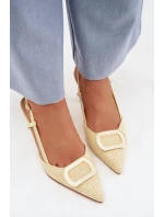 Dámské sandály na podpatku s ozdobným prvkem Žluté Eslina