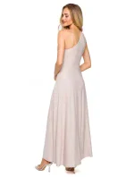 M718 Maxi šaty na jedno rameno - šampanské M718 Maxi šaty na jedno rameno - šampanské