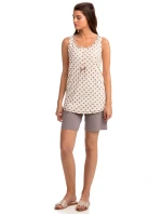 Pohodlné dvojdielne dámske pyžamo 14301 - Vanilka / bodkami Pohodlné dvojdielne dámske pyžamo 14301 - Vanilka / bodkami
