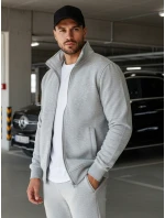 Pánska mikina na zips bez kapucne sivá BX4109 Pánska mikina na zips bez kapucne sivá BX4109