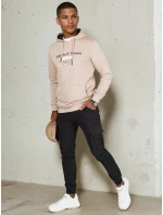 Pánska béžová mikina s potlačou FashionStreet BX5711