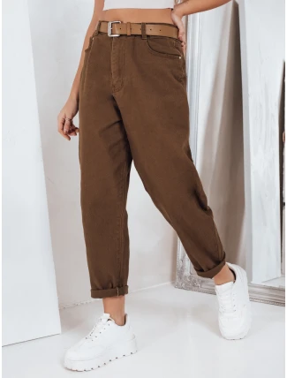 Dámske džínsy mom fit hnedé FashionStreet UY2844 Dámske džínsy mom fit hnedé FashionStreet UY2844