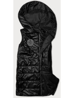 Čierna dámska vesta s asymetrickým zipsom S'West (B8155-1)