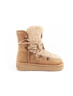 D.Franklin snehové topánky dámske zimné módne kožušiny zateplené hnedé béžové ženy