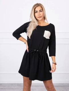 Šaty s flitrovým vreckom čierne