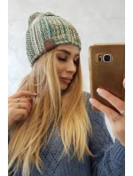 Fleecová čiapka Zoja K306 ecru+green