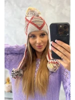 Dámska klapka na uši Eunika K322 béžová+červená