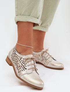 Kožené síťované dámské polobotky Zazoo 3195 zlaté