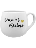 TÁTA VÍ VŠECHNO - bílý keramický hrníček 300 ml TÁTA VÍ VŠECHNO - bílý keramický hrníček 300 ml