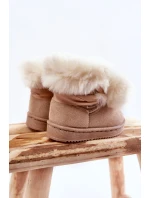 Dziecięce Młodzieżowe Ocieplane Botki Śniegowce Jasnobeżowe Roofy