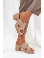 Lekkie Klapki Na Słupku Z Eko Skóry Jasnobeżowe Kacaria