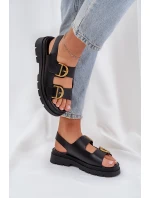 Eko Skórzane Sandały Z Klamrami Czarne Vulinea