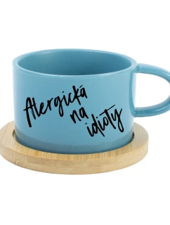 ALERGICKÁ NA IDIOTY - modrý hrníček makronka 200 ml