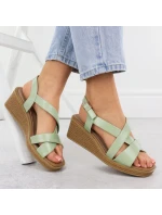 Zelené lakované dámske sandále na platforme Sergio Leone SK298