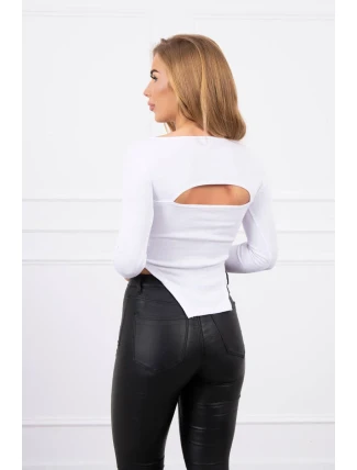 Blúzka s rebrovaným výstrihom biela