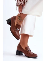 Wygodne Skórzane Czółenka Brązowe Lemar Damira