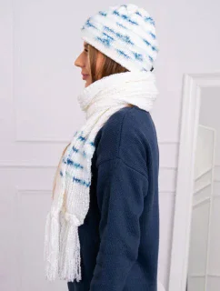 Dámska súprava so šatkou Anika K304 ecru+jeans