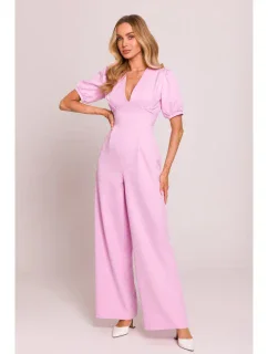 M852 Kombinéza s puzdrovými rukávmi - cukríkovo ružová