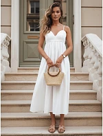 Bavlnené midi šaty ELIENE white FashionStreet EY2444 Bavlnené midi šaty ELIENE white FashionStreet EY2444