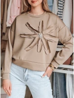 Dámska oversize mikina s kvetmi PETITKA moka FashionStreet BY1386 Dámska oversize mikina s kvetmi PETITKA moka FashionStreet BY1386