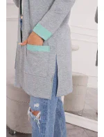 Dvojfarebná pláštenka s kapucňou mätová+sivá