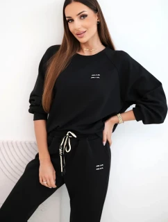 Dámska súprava z viskózy s mikinou a nohavicami butter black