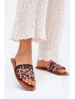 Płaskie Klapki Damskie Ze Złotym Detalem Panterka Noroti